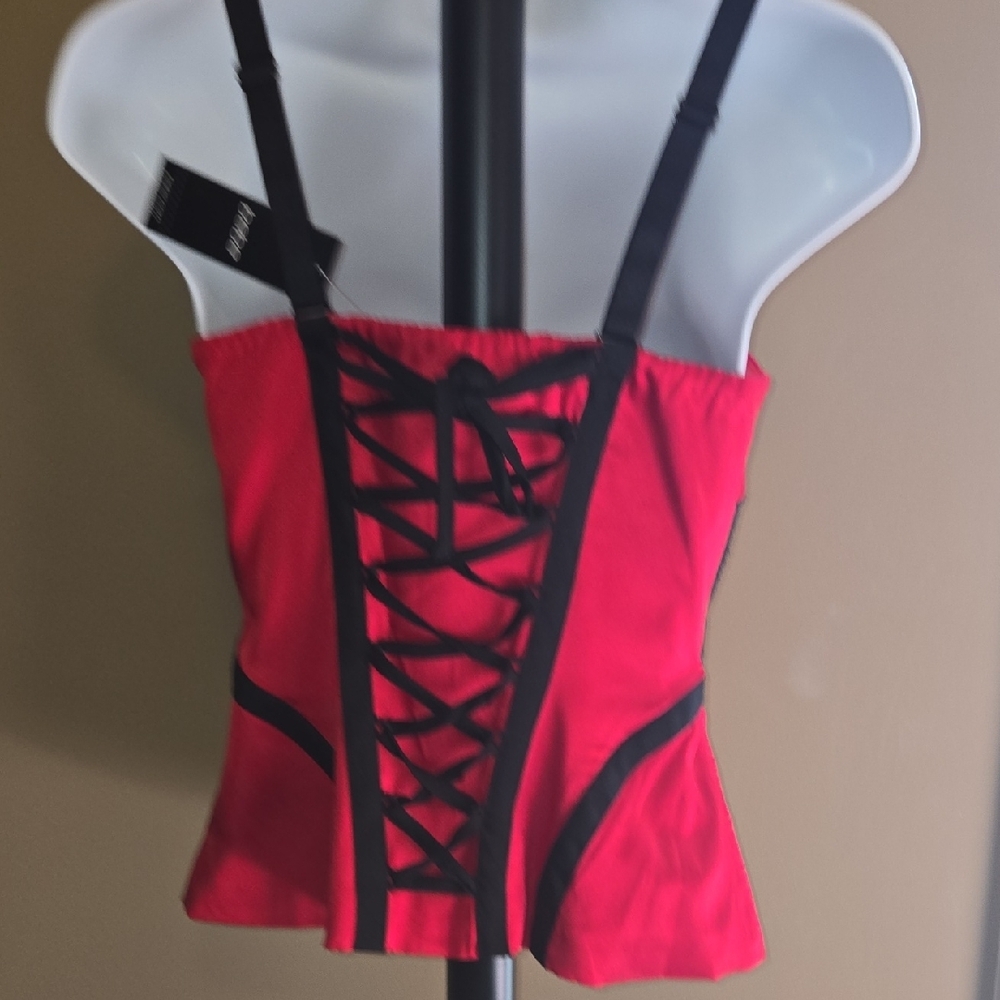 bebe Red Black Corset Ultra Seductive BUSTIER XS NWT (removable straps) - Picture 8 of 9